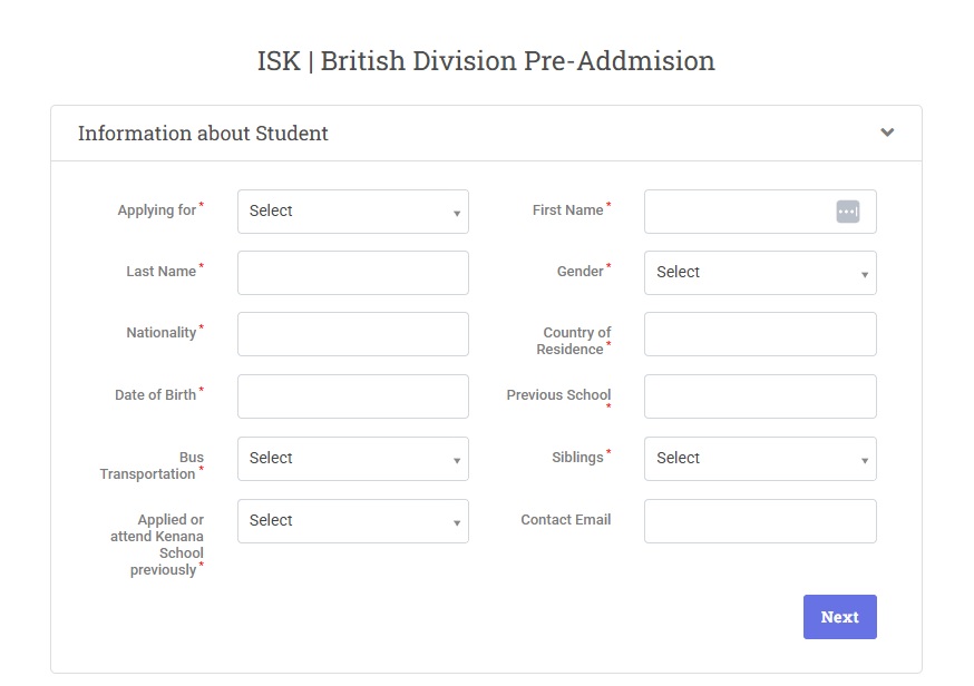 ISK | British Division Pre-Admission
